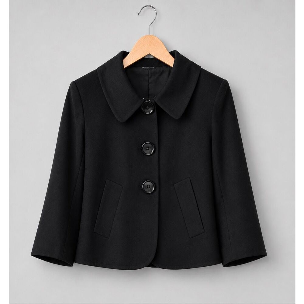 Ava & Grace Black Cropped Jacket Blazer Cape Sleeve Career Office Chic Size Smal